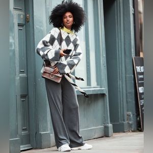 Pringle of Scotland X H&M Oversized Cropped Jacquard-Knit Sweater, Wool Size S